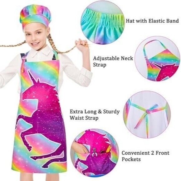 Unicorn Magic Cooking Bundle: Apron, Cookbook, & Glittery Unicorn Oven Mitt - Picture 4 of 9